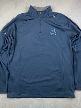 UNRL Barstool Sports Mens Elite 1/4 Zip Pullover Large Navy Blue Long Sleeve